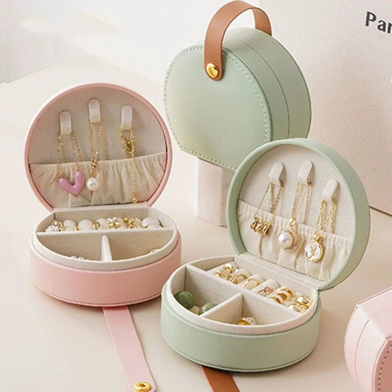 Mini Jewelry Organizer Display Travel Jewelry Case Boxes Earrings Necklace Ring Portable Handbag Jewelry Box Leather Storage