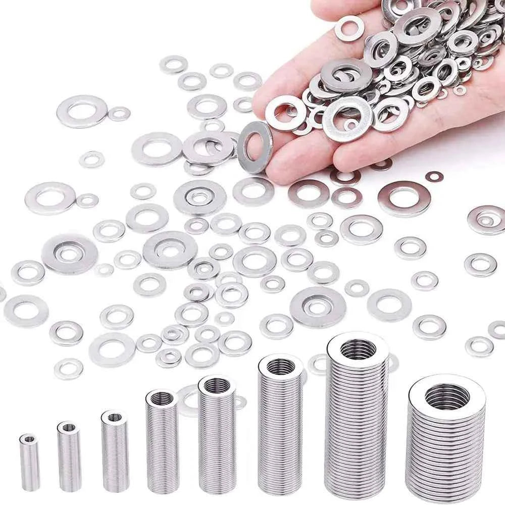 180pcs Stainless Steel Sealing Solid Gasket Washer M2 M2.5 M3 M4 M5 M6 M8 M10 Sump Plug Oil For General Repair Seal Ring Set