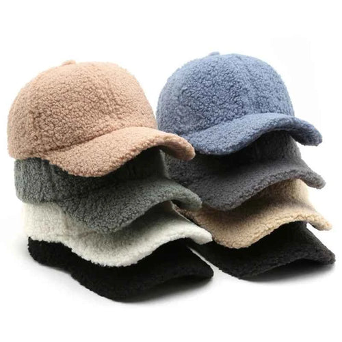 Autumn Winter Baseball Cap Women Artificial Lamb Wool Hats Keep Warm Cap Plush Baseball Caps Spring Baseball Cap Solid Sunshade