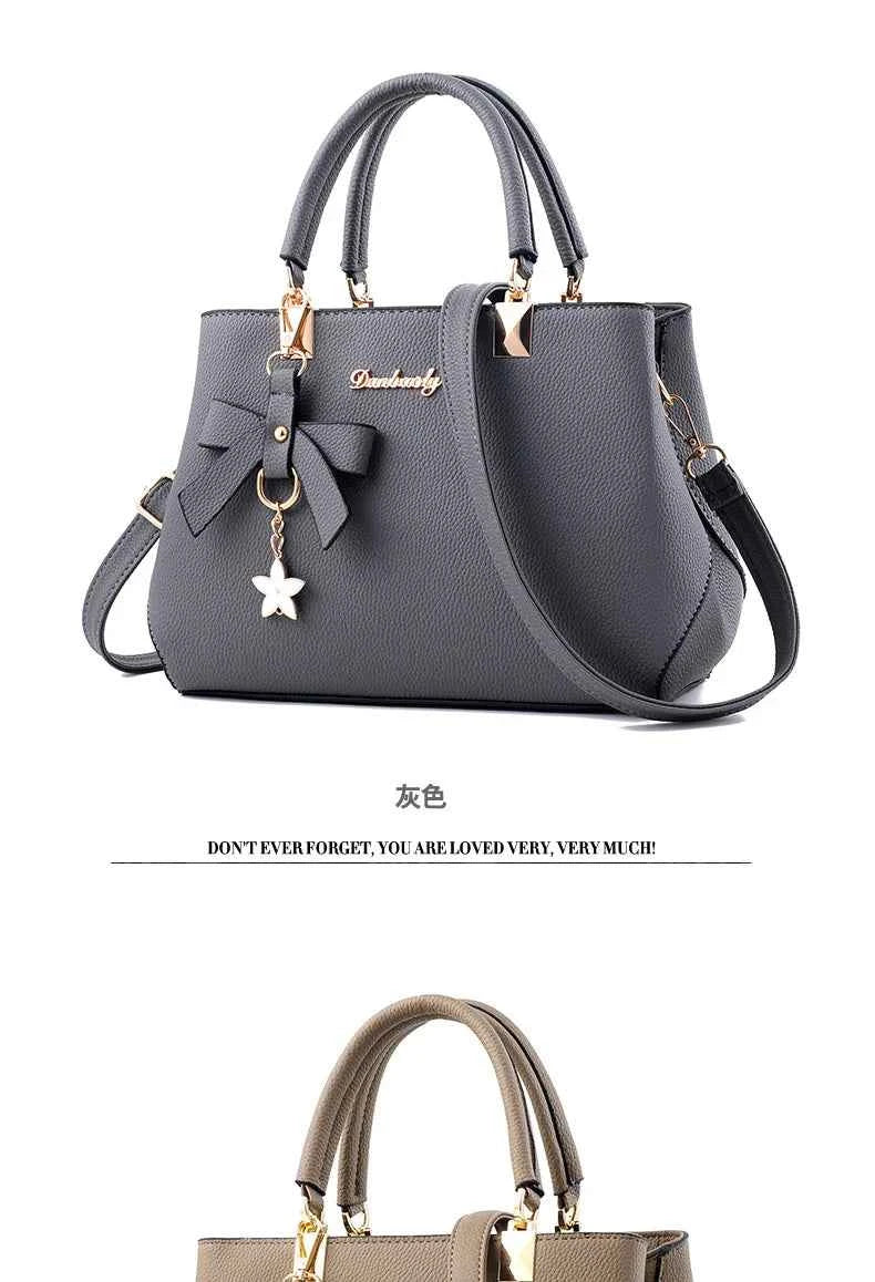 Yogodlns Elegant Women Messenger Bags with flower pendant Office Ladies Totes Pure Leather Handbag for female Crossbody Shoulder