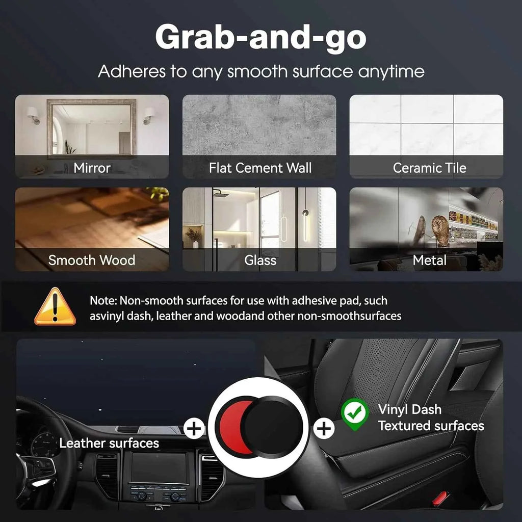 Foldable Magnetic Car Phone Holder – N52 Magnet, 360° Rotatable, Suction Cup for Dashboard, ABS, with Wrench & Pad, Gift
