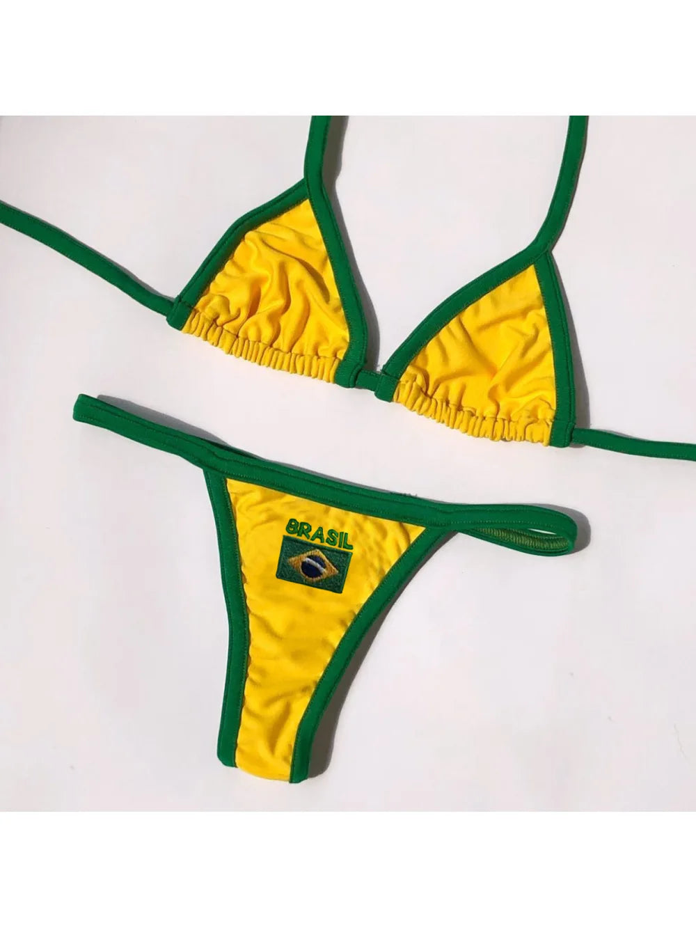 2026 new summer Brazilian flag contrasting bikini retro sexy fashion sports trend fashion backless split niche spicy girl set