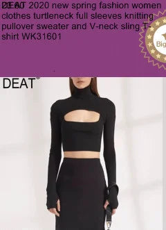 DEAT 2024 New autumn Turn-down Collar Full Sleeves Metal Beaded No Buttons Short jackets Female Single Suit WF18501L Black
