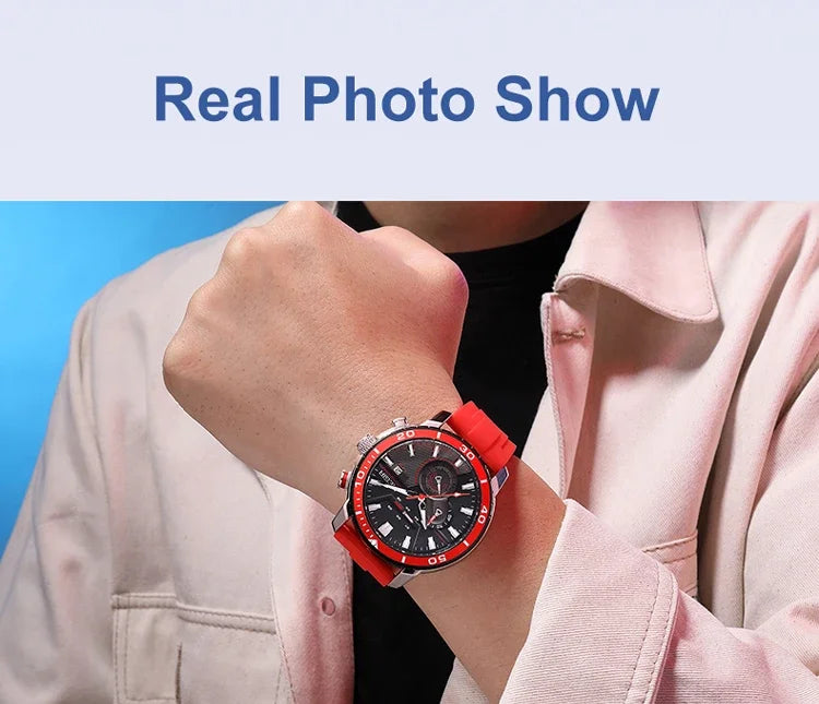 MEGIR Men Wristwatch Fashion Casual Quartz Date Watches Luxury Male Clock Chronograph Multifunctional 30M Waterproof Sport