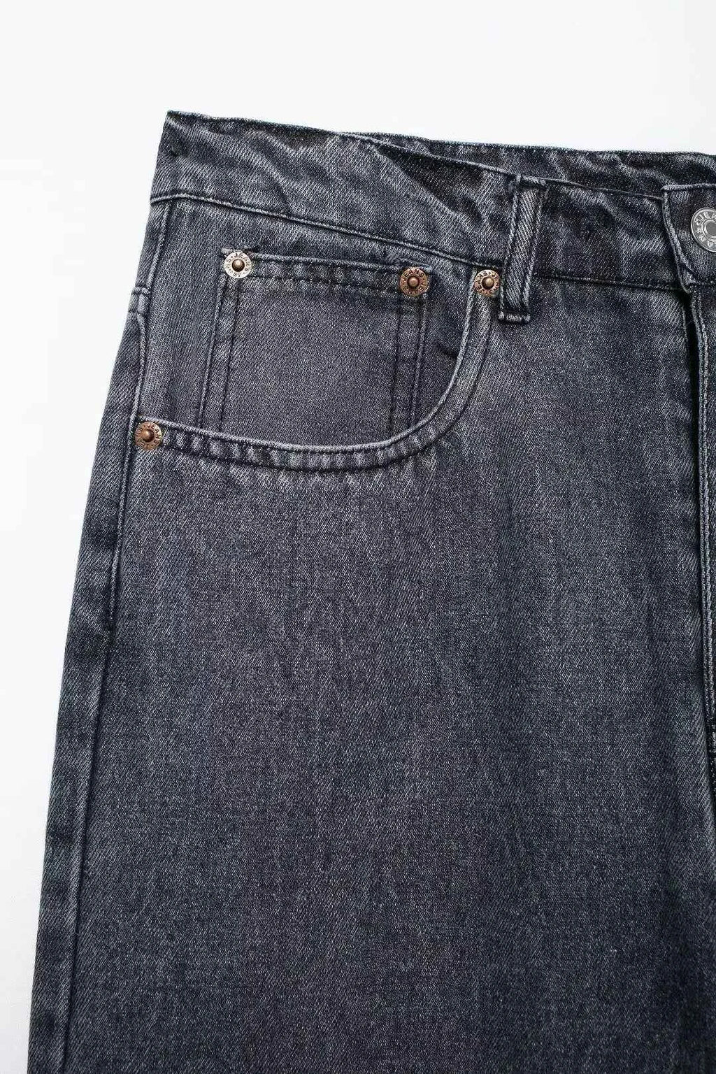 HH 2024 Women's Street Fashion Denim Blue Jeans Distressed Patchwork High Waist Zipper Fly Ripped Retro Long Pants
