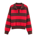 Nlzgmsj 2025  Autumn High Street Chic Women Striped Knitted  Sweaters Women Full Sleeve Vintage Style Tops
