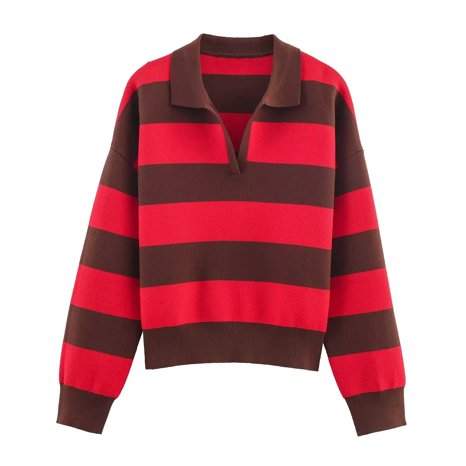 Nlzgmsj 2025  Autumn High Street Chic Women Striped Knitted  Sweaters Women Full Sleeve Vintage Style Tops