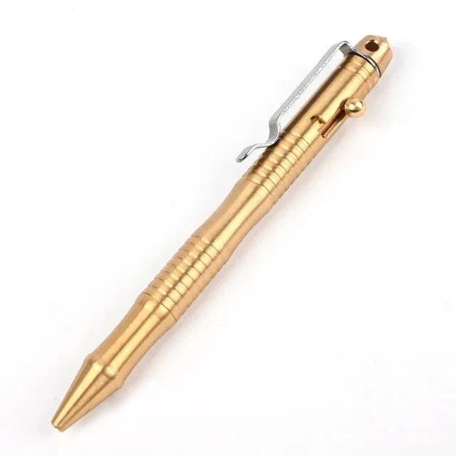 New Self-Defense Brass Tactical Pen High Quality Bolt Switch Ball Point Writing Pen For Outdoor Camp EDC Tool Gift Box