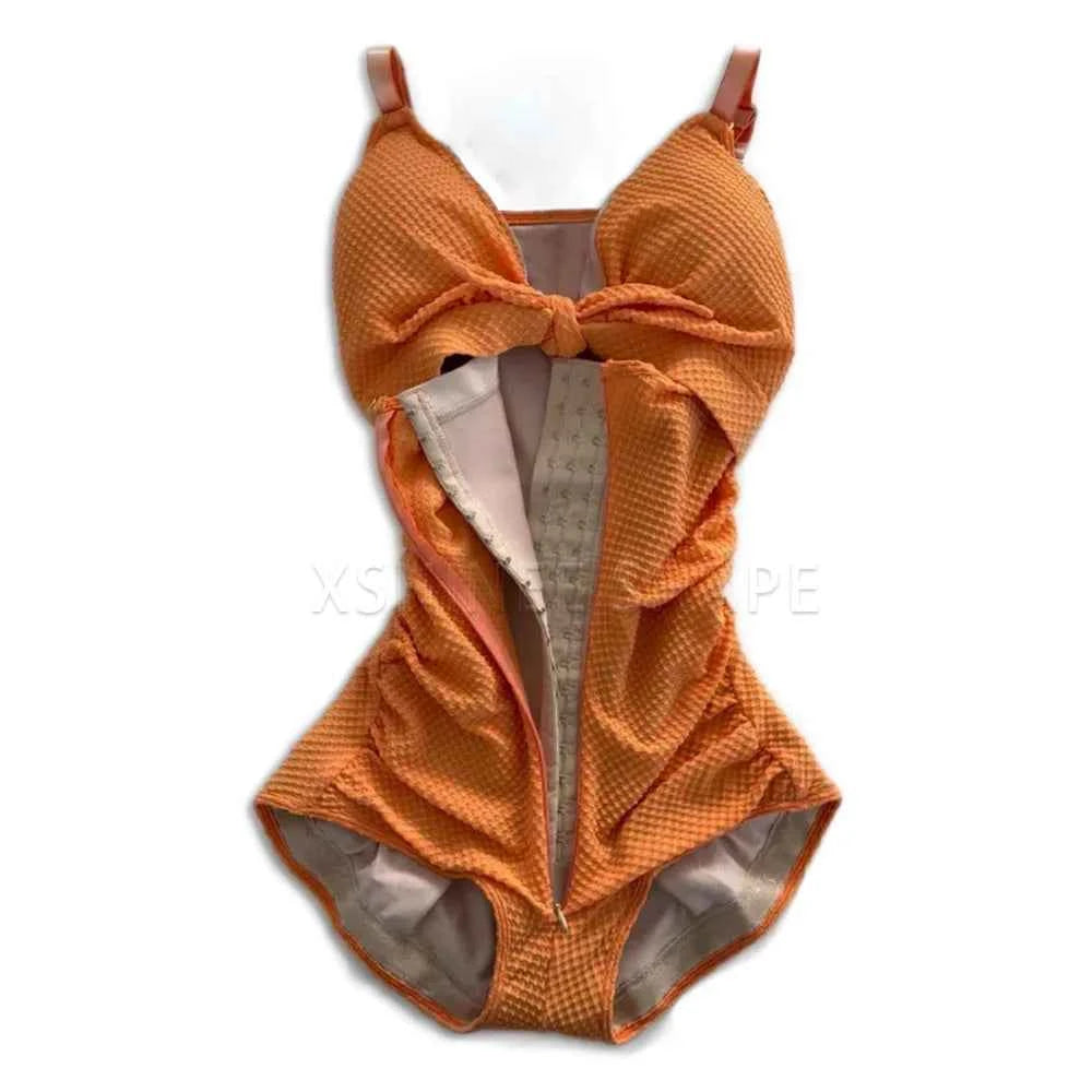 Body Hourglass Shaper Swimsuit Triangle Tummy Control Compression Shapewear Swimwear with Hook-eyes Butt Lifter Underwear