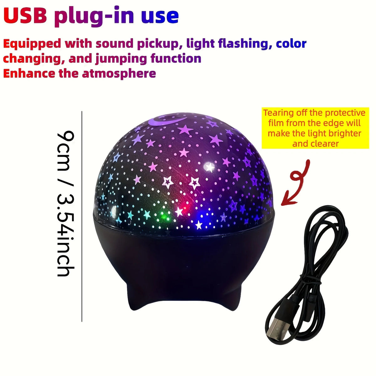 5V USB Plug-in Use Emitting Color RGB Galaxy Night Light Projector Lamp for Kids Rooms