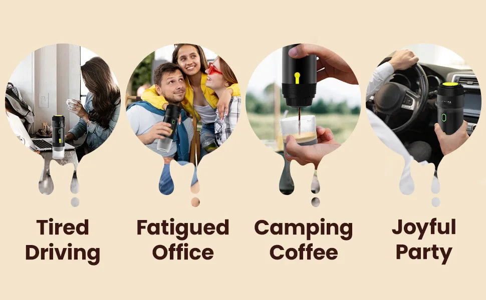 New 60ml Electric Wireless Heating Coffee Machine Fit for Coffee Capsule Powder Travel Coffee Maker for Car Home Camping Travel