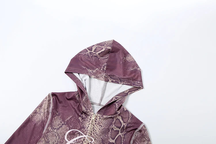 Weird Puss Letter Snake Print Tracksuit 2-Piece Set Women Patchwork Zip Jacket+Pants Matching Casual Stretch Streetwear Outfits