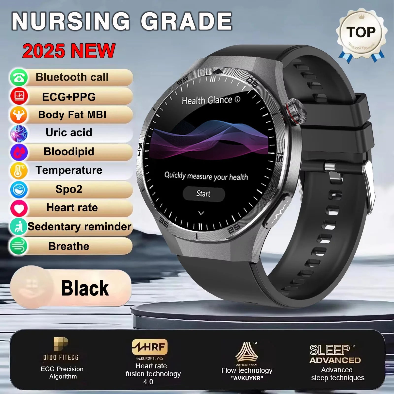2025 New ECG+PPG Three High treatment Smart Watch Lipids Uric acid Blood pressure Smartwatch Men NFC Sport HD Call Health Clock