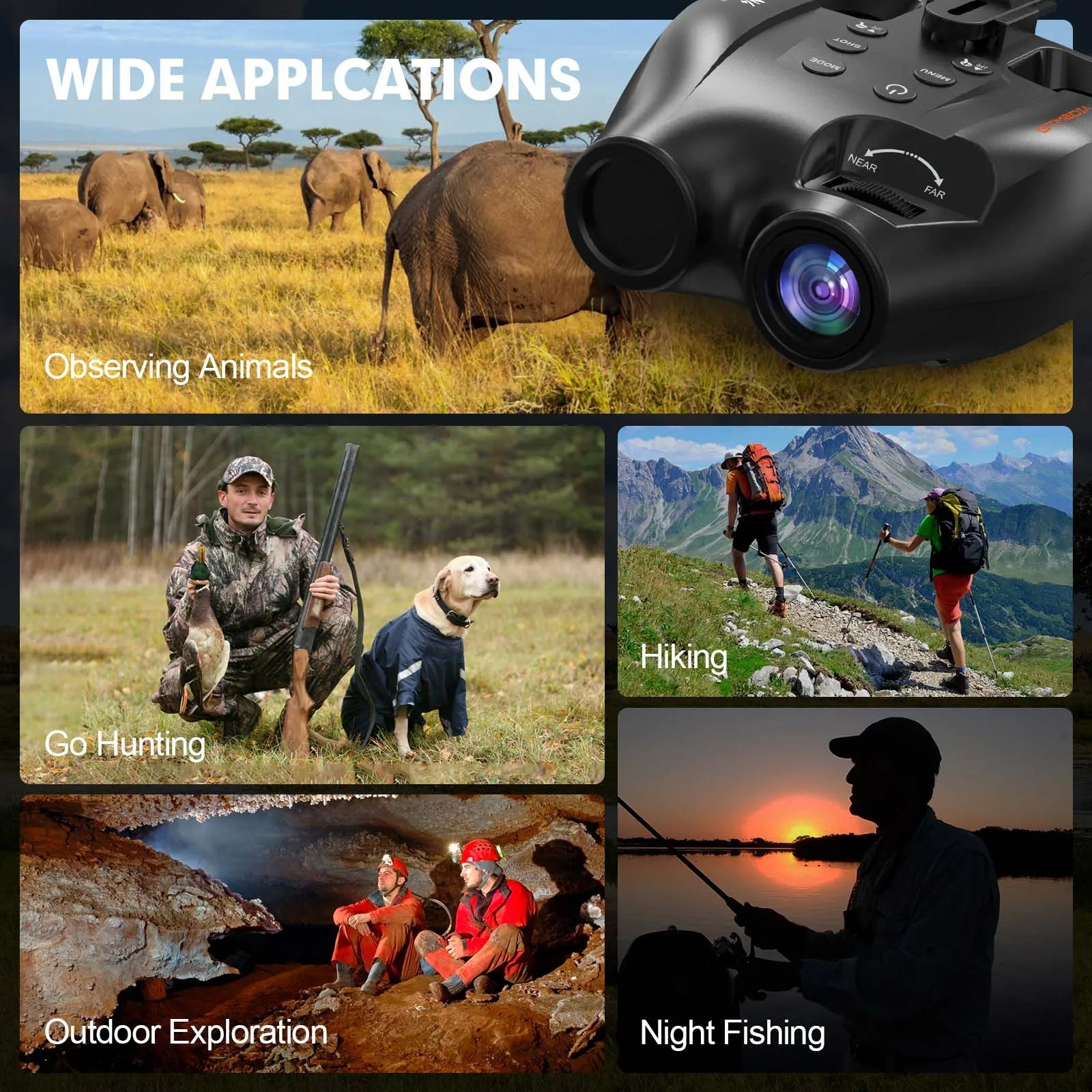 Night Vision Binoculars with Head Mount Goggles Telescope Infrared 300 Meters Darkness Goggles for Hunting Hunting Surveillance