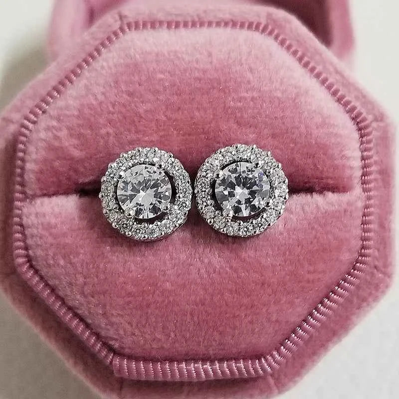 2023 New Arrivals Fashion Luxury silver color korean Zircon Stud Pink Earing Earrings For Women Girl Party Gift Jewelry Z7