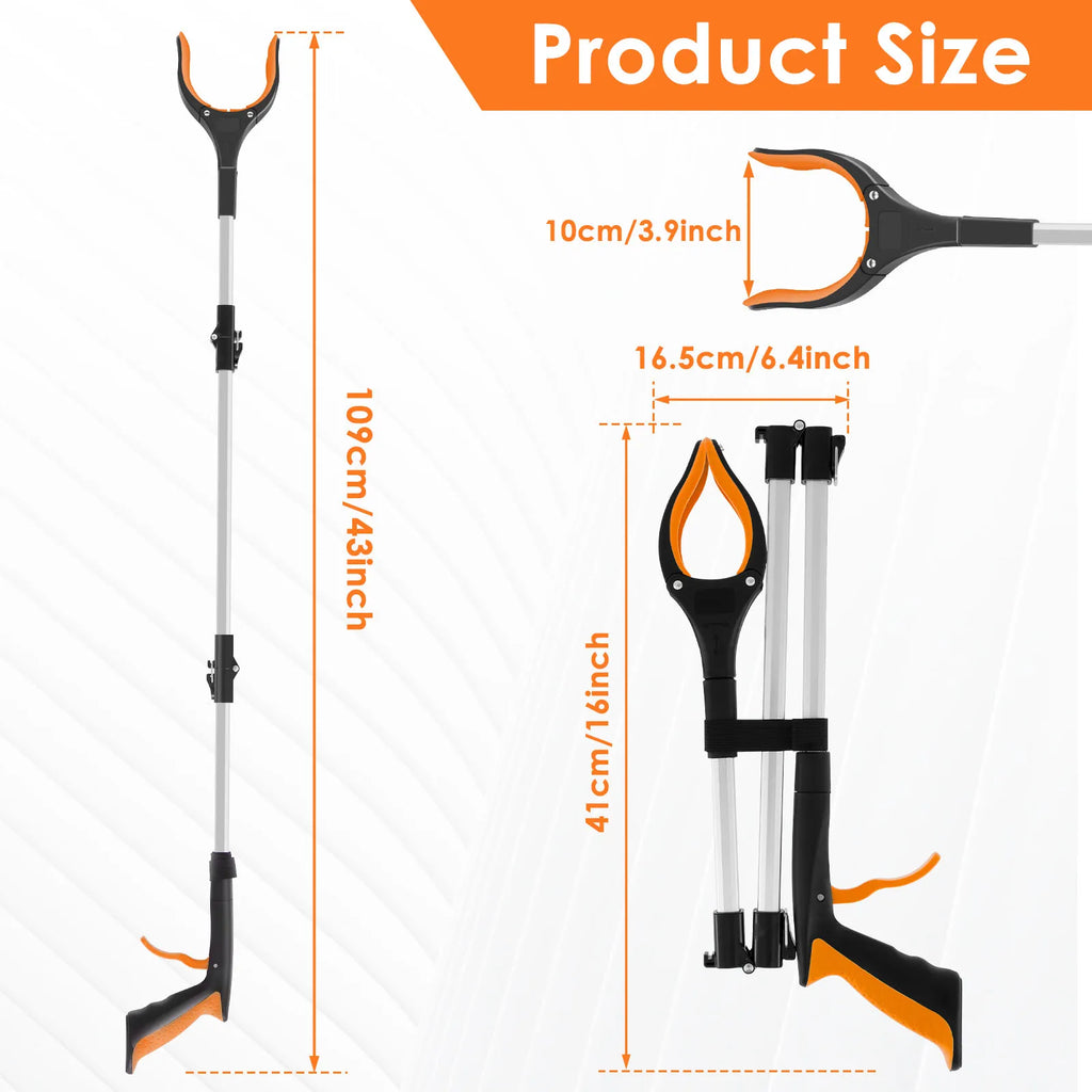 Foldable Gripper Extender Hand Tools Litter Reachers Picker Portable Collapsible Garbage Grabber Pick Up Tools with Non-Slip Jaw