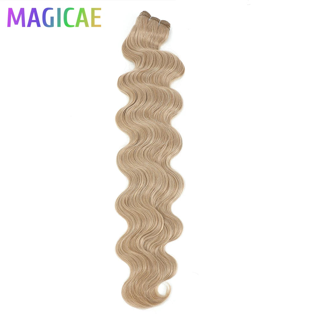 Magicae 30Inches 200G Piano Blonde SP12/16/613 Ombre Brown 6# Body Wave Bundles High Temperature Synthetic Hair Extensions