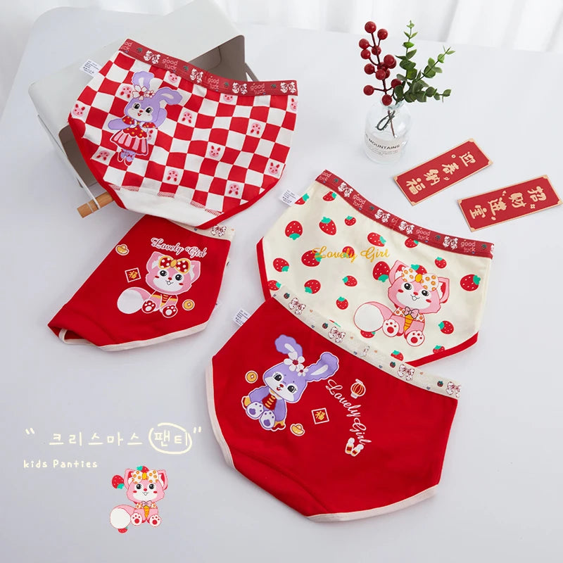 4PCS Soft Underwear Cartoon Children's Cotton Girl Panties Briefs Cute Shorts Panties for Girls Underwears Clothing Mother Kids