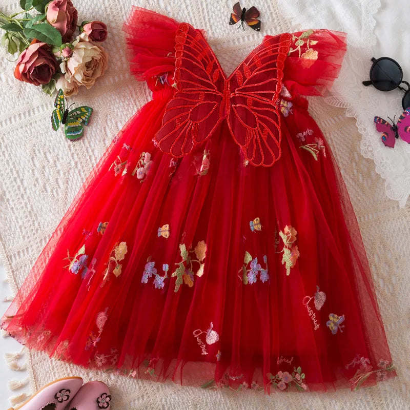 Girls' Dress Summer Floral Mesh Baby Girls Dress Adorable Wedding Flower Girl Dress Baby Girl Clothe