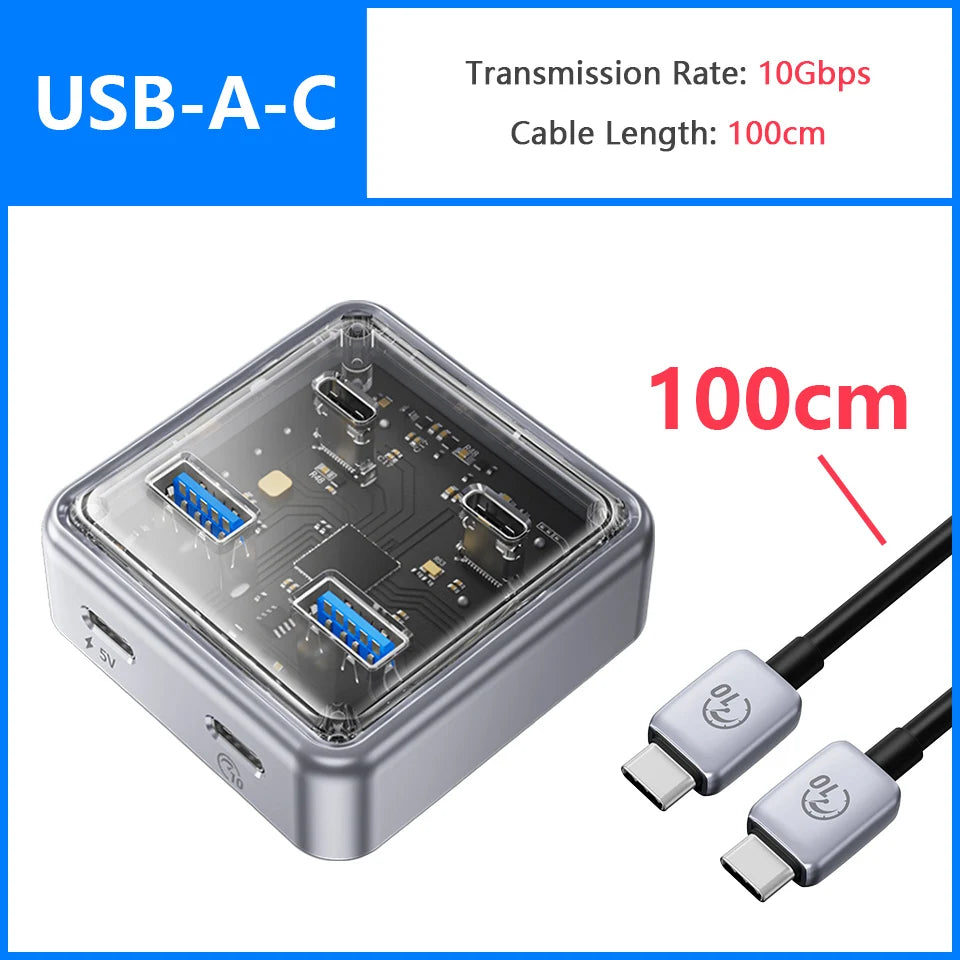 Concentrateur répartiteur USB 3.2 multi 4 ports ORICO 10 Gbit/s avec station d'accueil à fentes USB A et USB C, adaptateur multiple USB3.0, prolongateur pour ordinateur portable et PC