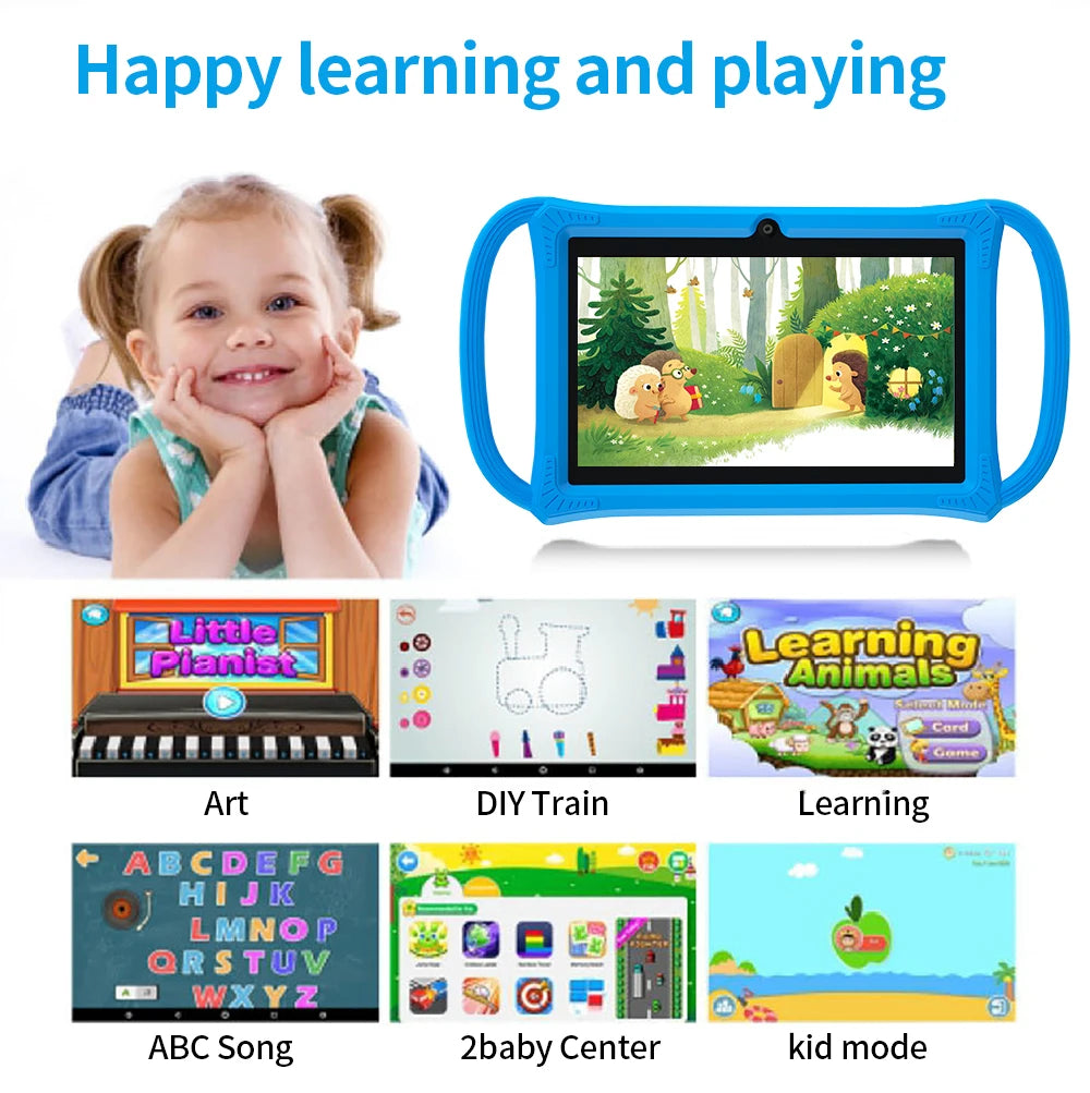 Kids Tablet 7.0 Inch  Android 12 Quad Core 4GB RAM+64GB ROM 4500mAh Dual Camera WiFi Parental Control