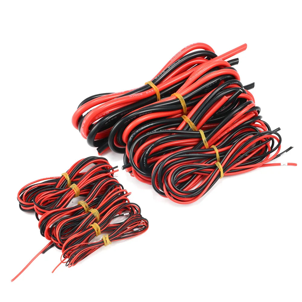 10m/lot Silicon Wire 8 10 12 14 16 18 20 22AWG Heatproof Soft Silicone Silica Gel Wire Cable (5m Red+5m Black) DIY Part
