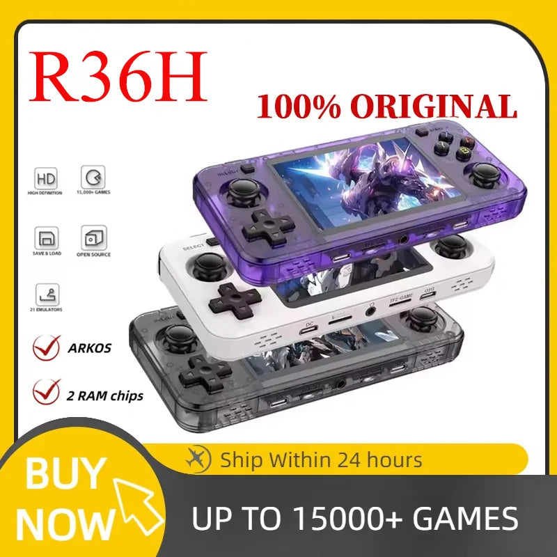 R36H Retro Handheld Console Open-Source Arkos System Classic Game Consoles 3.5" IPS Screen R36S Portable Video Player Boy Gift