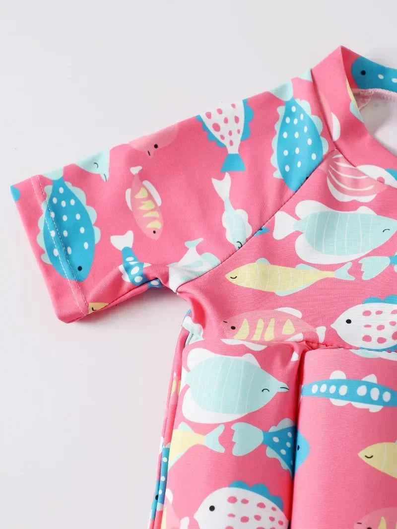 1-6T Children's Buoyancy Swimsuit Cartoon Swimwear Kid One-Piece Floating Rash Guards Bathing Clothes Boys Girls Swimming Suits