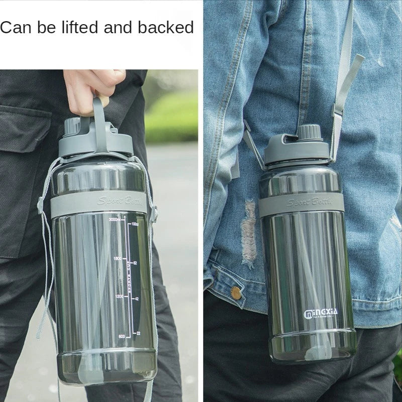0.7-3L Sports Water Bottle Outdoor Portable Drink Bottle with Handle Drinking Utensils for Man Woman Large Capacity Water Cup