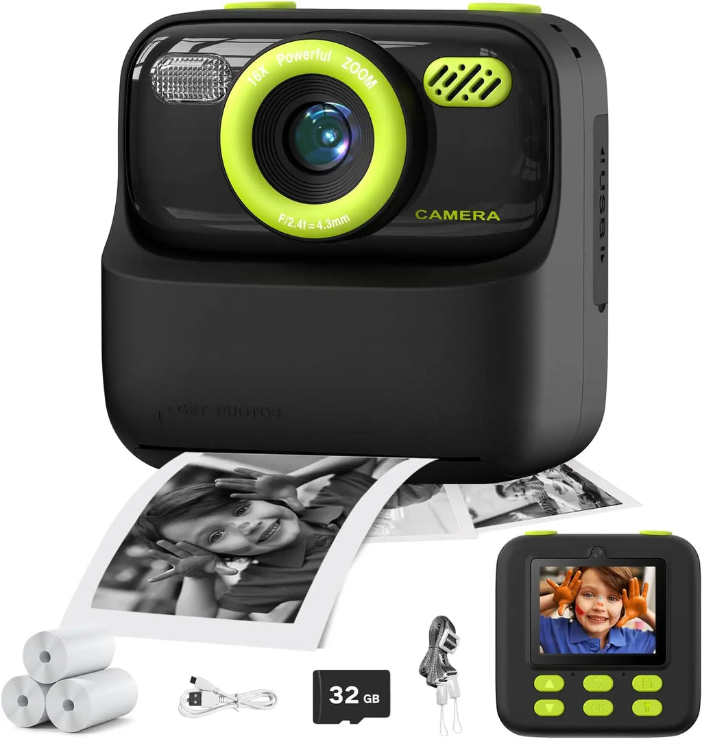 Kids Instant Print Camera, Birthday Gifts for Boys and Girls, Kids Digital Camera Toys, 1080P HD Video, Boy Gifts/Girl Gifts