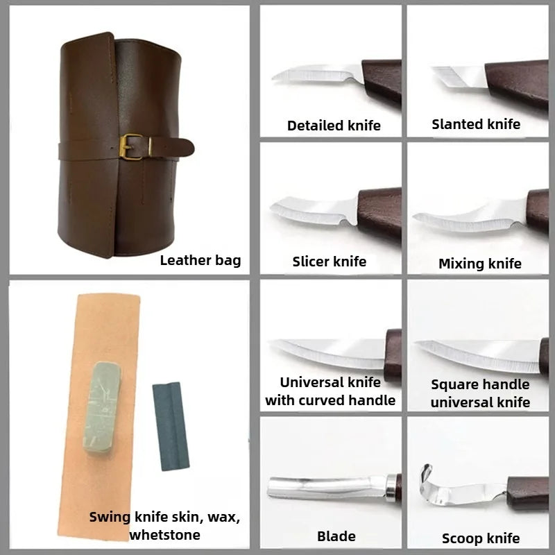 Wood Carving Tools Professional 15PCS Wood Carving Tools Hand Carving Knife Set Multifunctional Carpentry Wood Tools