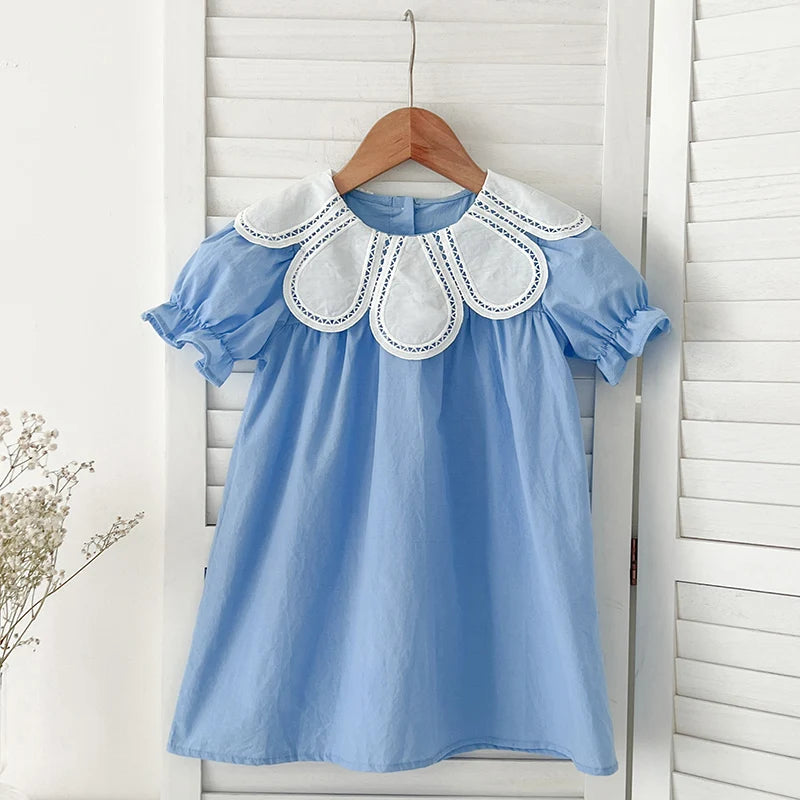 Baby Summer Dress 2-6Yrs Baby Girls Clothes Petal Collar Cotton New Toddler Girl Dresses Kids Girls Casual Soft Dress Princess