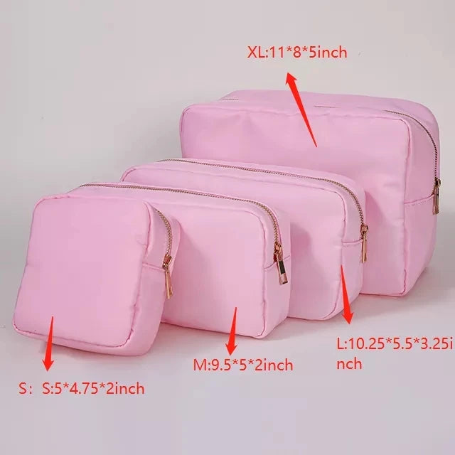 Stock Multi Colors Nylon Pouch Large Cosmetic Bag Zipper Toiletries Organizer Bag For Women Girls Gift Makeup Pouch