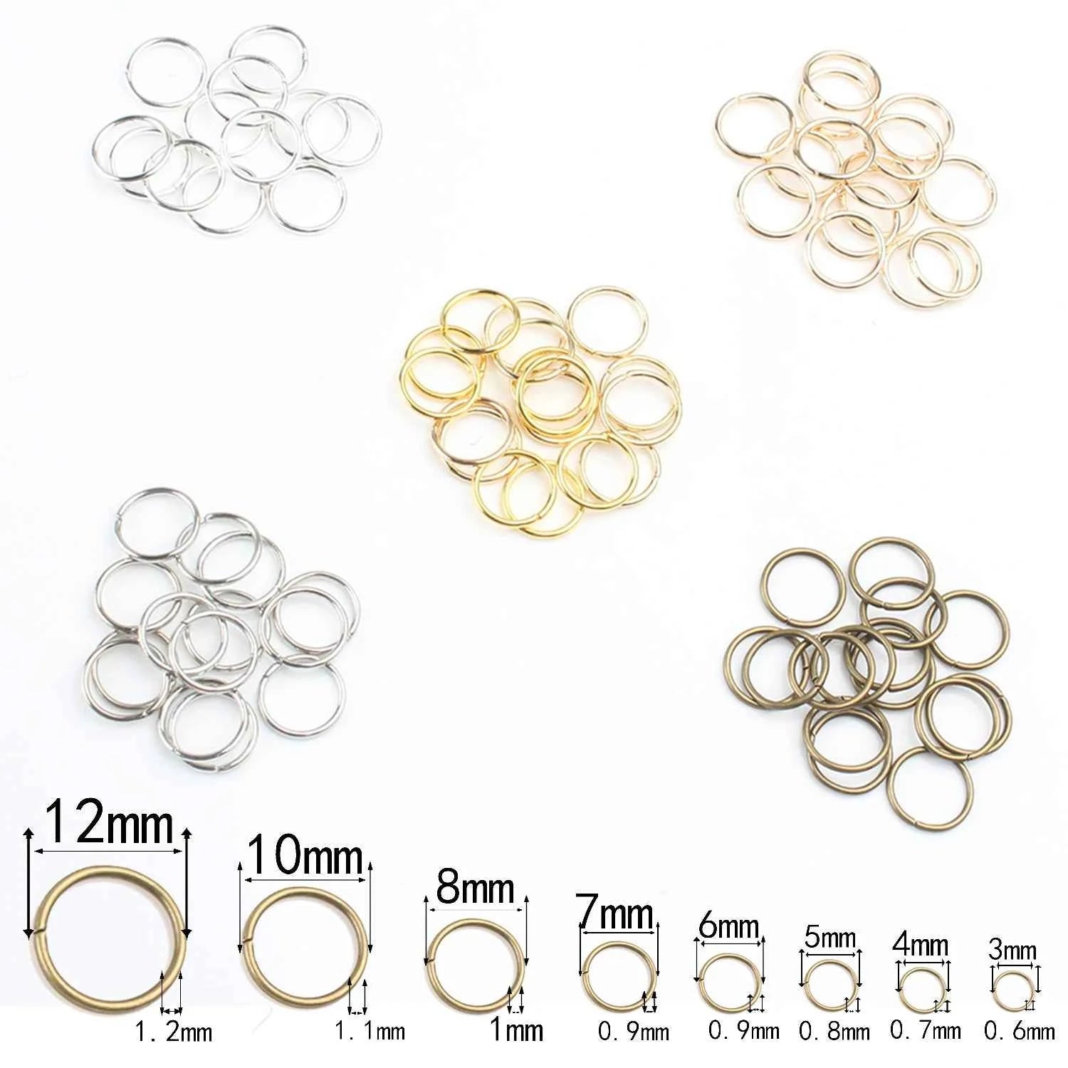 3-12mm Gold Silver Color Loops Open Jump Rings Metal Split Rings Connectors For Diy Jewelry Finding Making Accessories Supplies