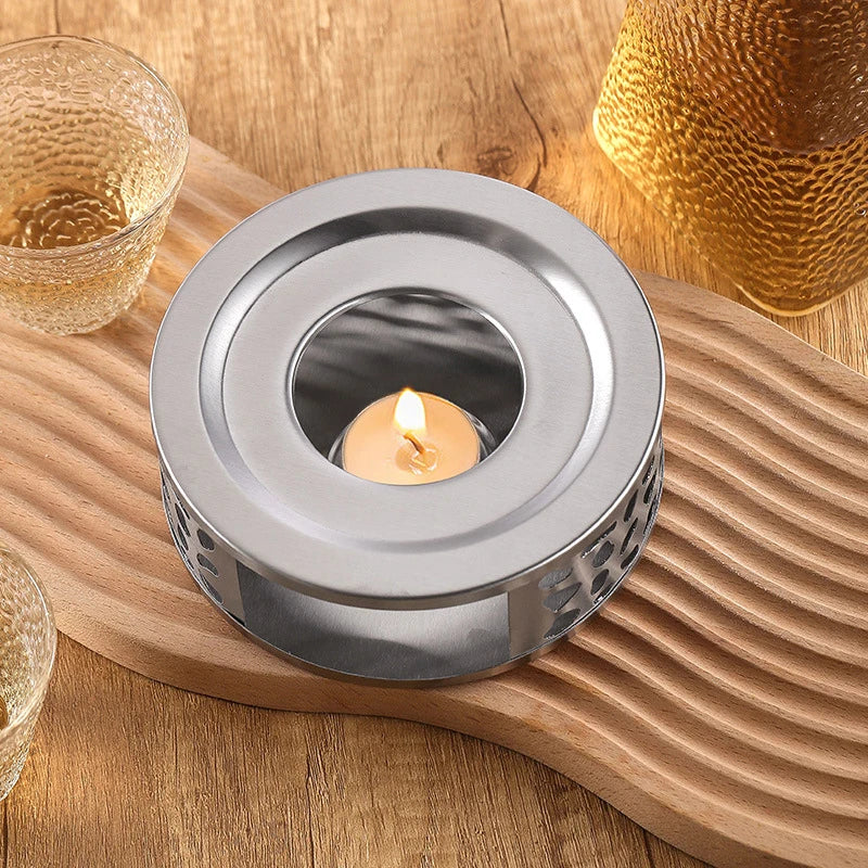Stainless Steel Tea Teapot Stand Heater Candle Round Base Heater Coffee Milk Candle Holder Stove Crazy Volcano Oil