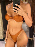 Bandeau Knotted Brazilian High Cut Bikini Women Swimwear Female Swimsuit Two-pieces Bikini set Bather Bathing Suit Swim V5930