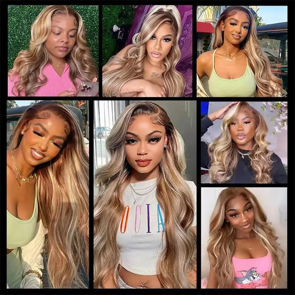 Magicae 30Inches 200G Piano Blonde SP12/16/613 Ombre Brown 6# Body Wave Bundles High Temperature Synthetic Hair Extensions