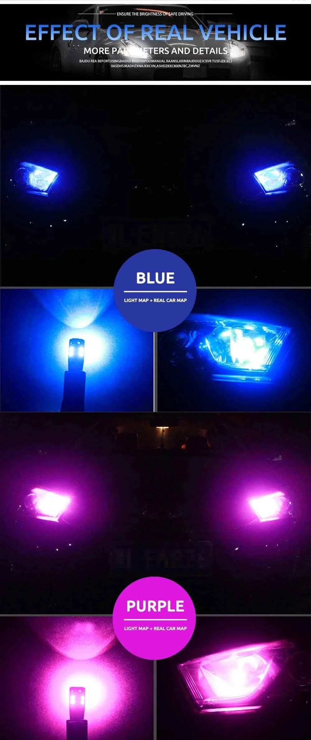10PCS T10 W5W COB LED Bulbs Car Wedge Parking Lights Auto License Plate Lamps Dome Read Lights 12V Universal