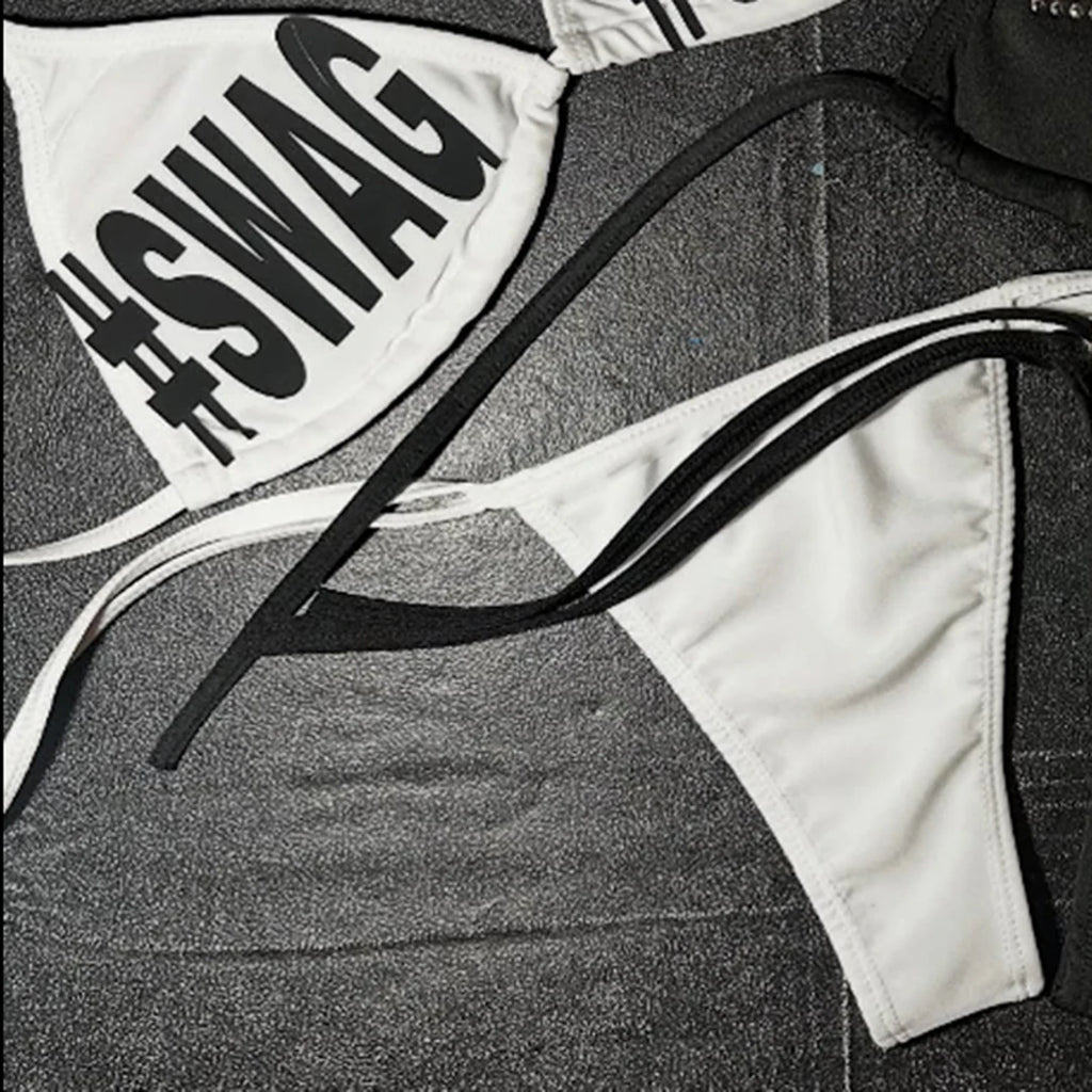 Women Gothic Punk Harajuku Y2K girls Pattern Bikini Set Emo girls Cool Style Letter Printing 90s Sexy Bikini Fashion Sexy Bikini