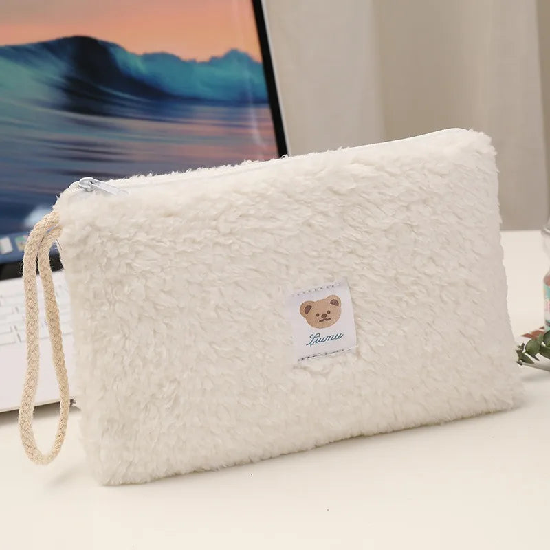 Large Capacity Cute Plush Travel Cosmetic Lipstick Storage Bag Women Makeup Kits Handbags Organizer Wallet Pencil Case Pouch Bag