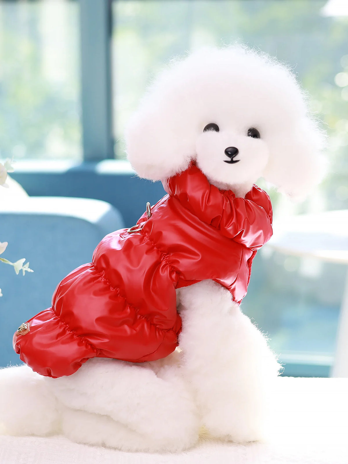 Red Color Three-Layer Winter Dog Jacket For Small And Medium Dogs