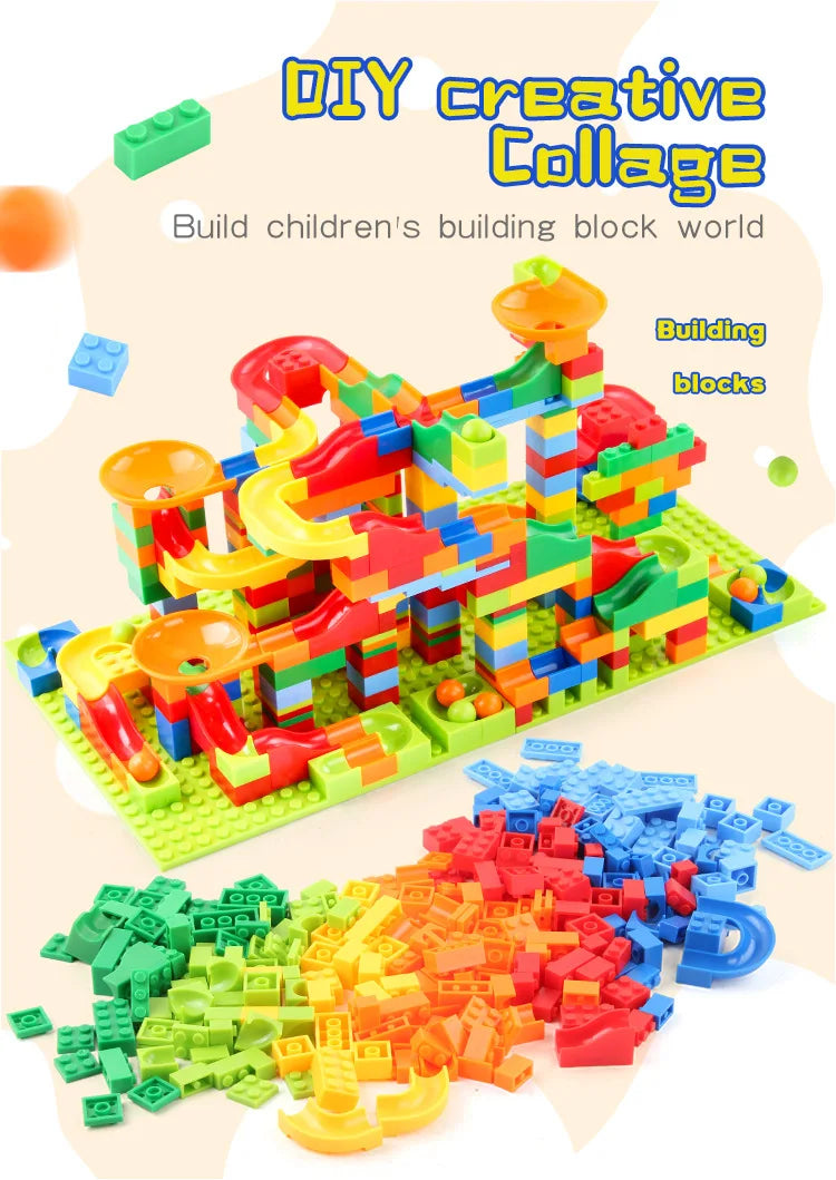 84-504PCS Marble Race Run Blocks Maze Ball Track Toy Compatible city Building Blocks Funnel Slide Blocks Toys DIY Bricks Toys