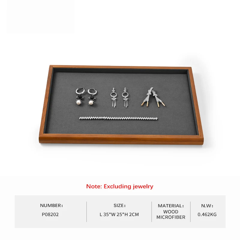 Oirlv Gray Wooden Jewelry Tray  Jewelry Display Viewing Plate Ring Pendant Bracelet Storage Plate Display Tray Jewelry Organizer