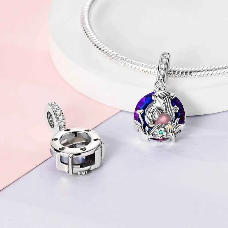 Original 925 Sterling Silver Charm Bead Mother's Day Love Heart Family Charm Bead Pendant Fits Bracelet Womens Jewelry Gifts