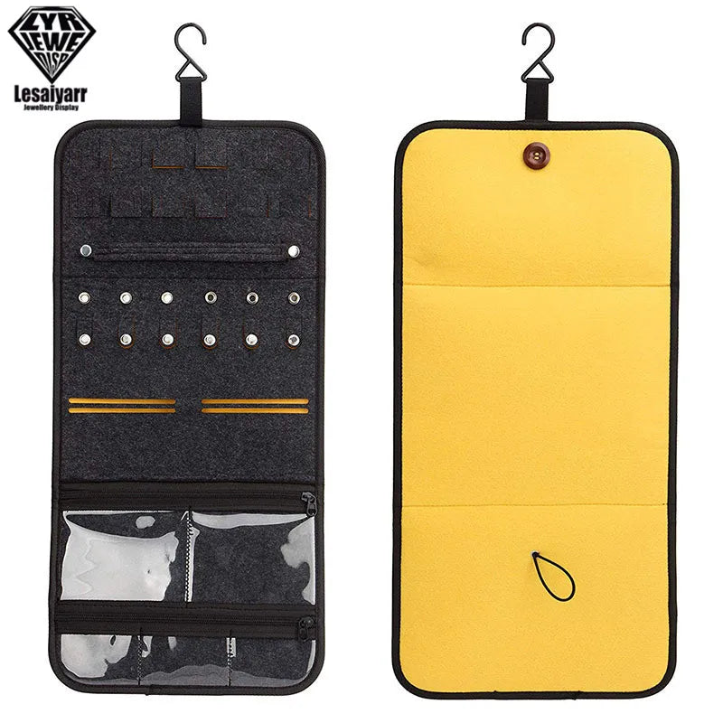 Travel Jewelry Organizer Roll Foldable Jewelry Case for Journey-Rings Necklaces Jewellery Storage Bag Earrings Storage Box