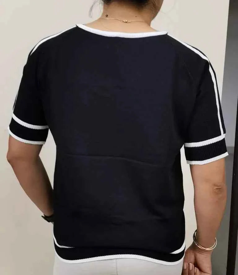 Camisetas Thin Knitted T Shirt Women Short Sleeve Summer Tops Casual Clothes Striped Fashion T-Shirt Tee Shirt Blusas 18841