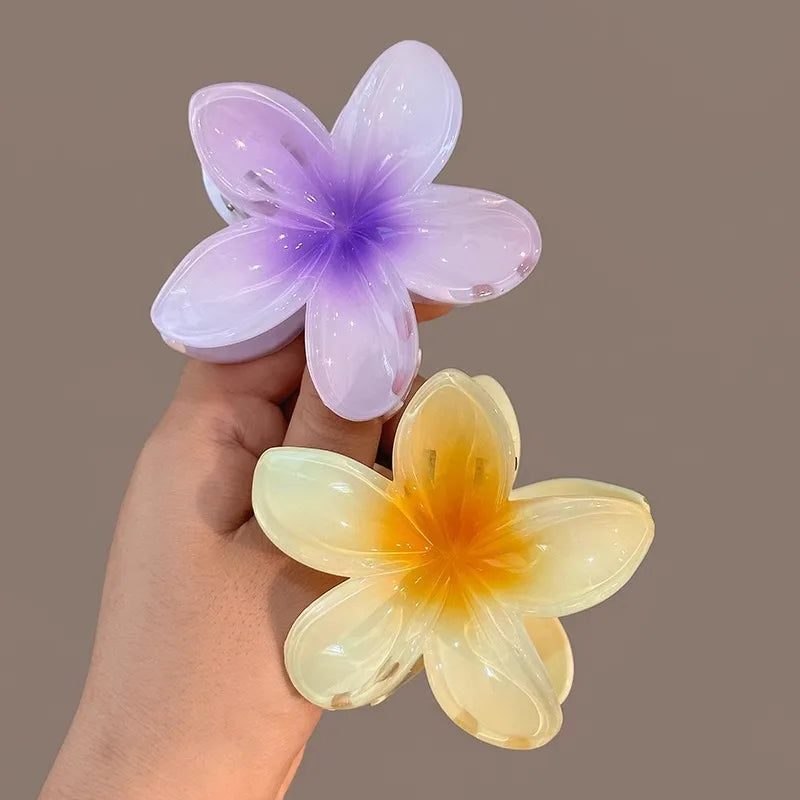 Bohemian Flower Hair Claw Clip For Women Sweet Floral Hair Claws Crab Clamp Barrettes Hawaiian Headwear Beach Accessories Girl