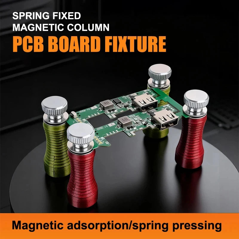 4pcs Upgrade Spring-Loaded Magnetic PCB Holder Bits Set – Strong Magnet, Carbon Pillar Design for Phone Repair & Soldering