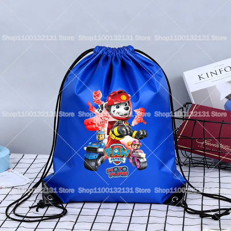 Paw Patrol Drawstring Bags Anime Chase Bundle Pockets Cartoon Portable Polyester Storage Pouches Boys Girls Shoulders Bag Gift