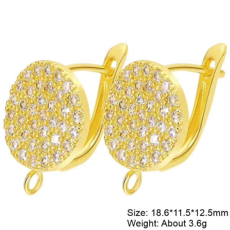 Juya Handmade 18K Real Gold Plated Earwire Fasteners Earring Hooks Accessories For DIY Women's Anti-Allergy Earrings Making